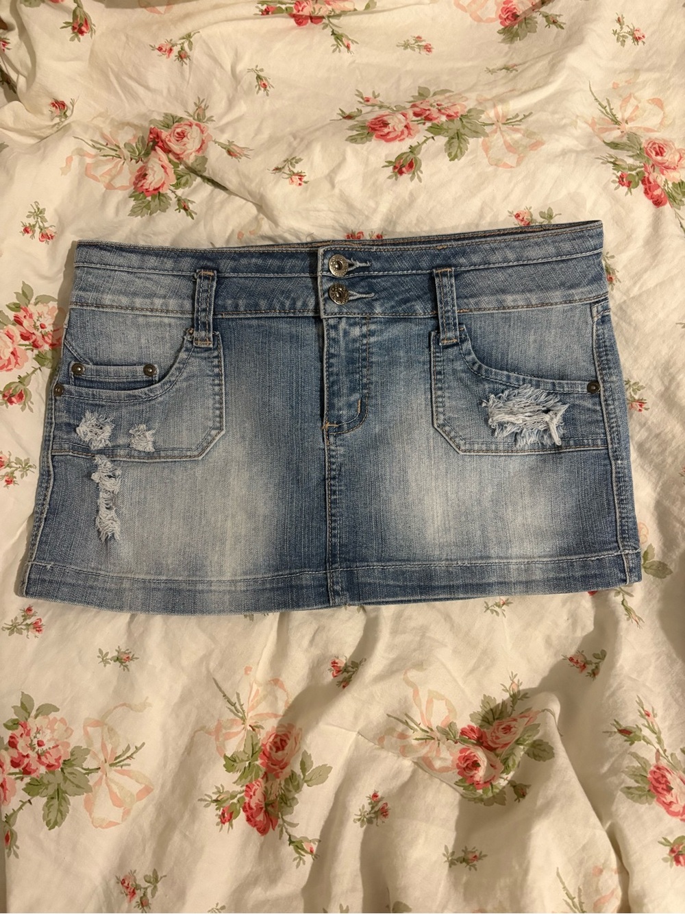Vintage Streetwear Society Distressed Denim Mini Skirt